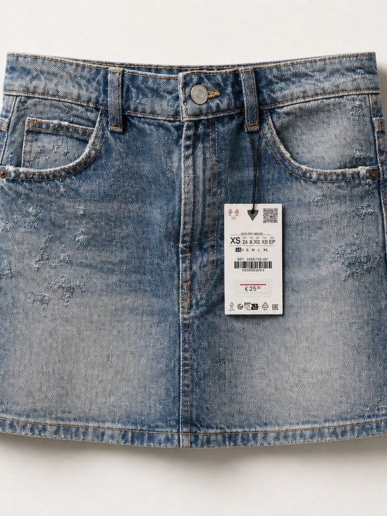 Zara Dresses & Skirts - NWT Zara Distressed Denim Mini Skirt Light Wash XS
